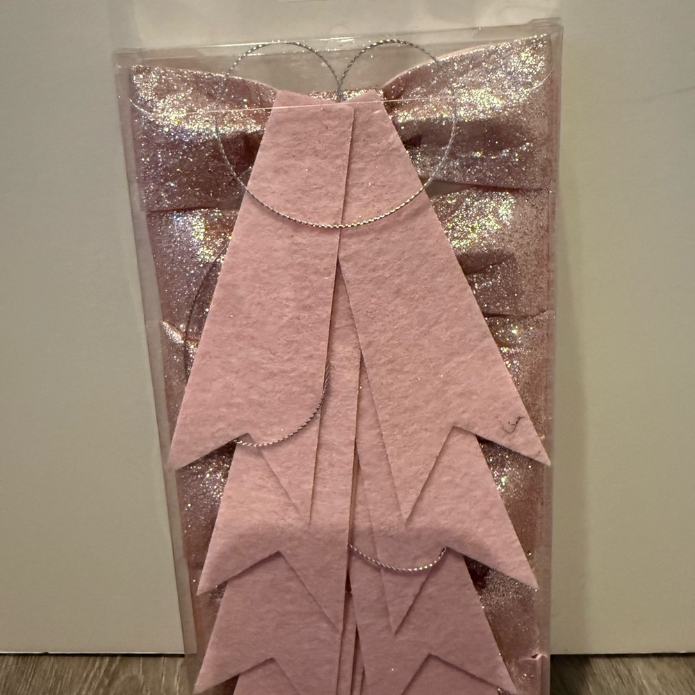 Pretty in Pink Glitter Bow Ornaments- Set of 6- NWT - Picture 2 of 2